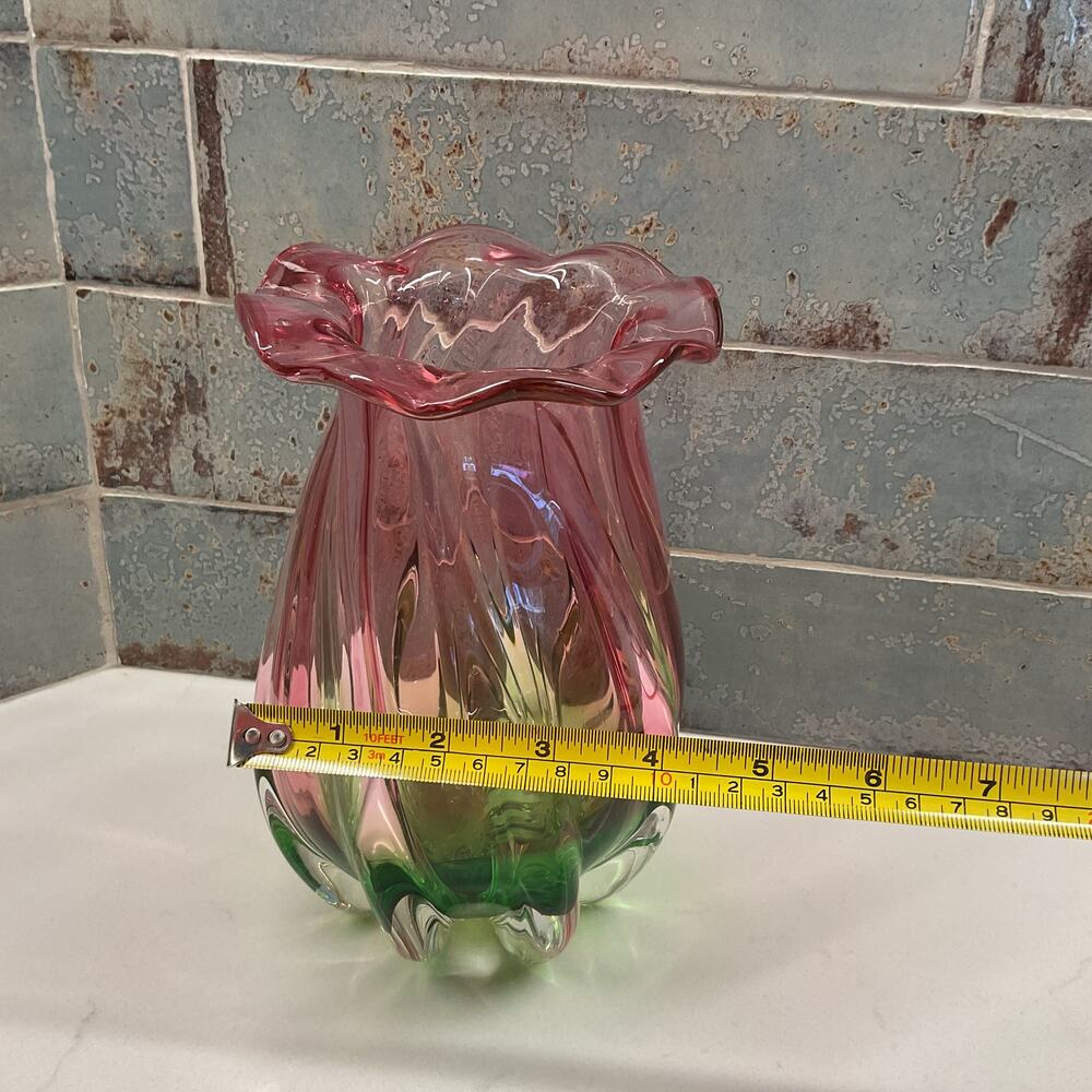 Vintage Teleflora Watermelon Vase Hand Blown 7in - Picture 14 of 14